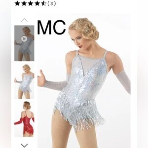 Weissman Dance Costume silver fringe flapper A Little Swing medium child MC